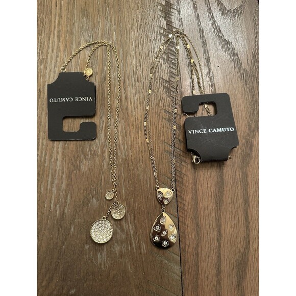 NEW Vince Camuto Necklaces Lot Of 2 Gold Tone Long Jewelry - Picture 2 of 11